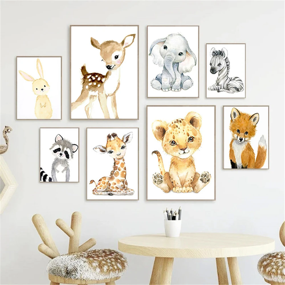 Baby Nursery Frames - Çerçevesiz Baskı Resim Bebek Hayvan Temalı