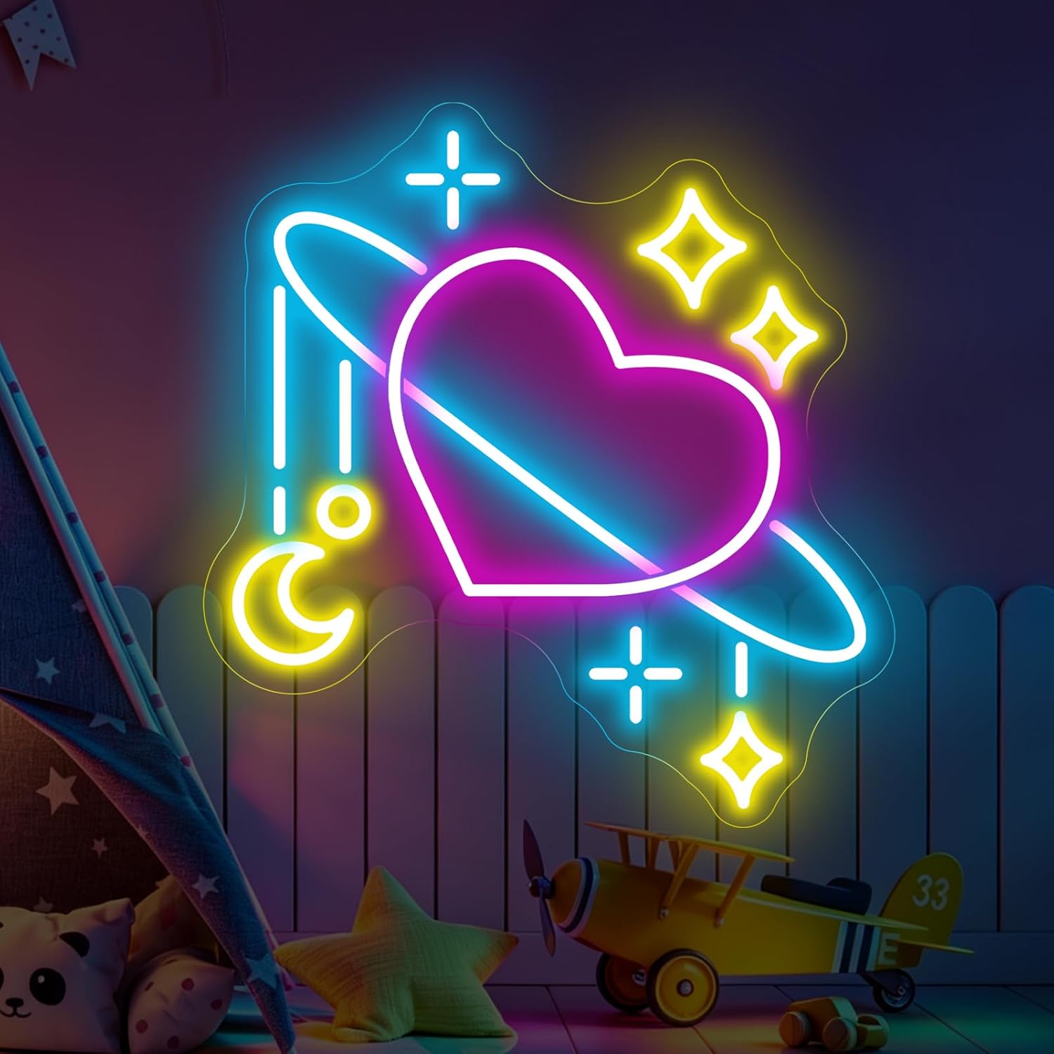 Baby Nursery Wall Lights - Uzay Gezegeni Neon Işığı LED Neon