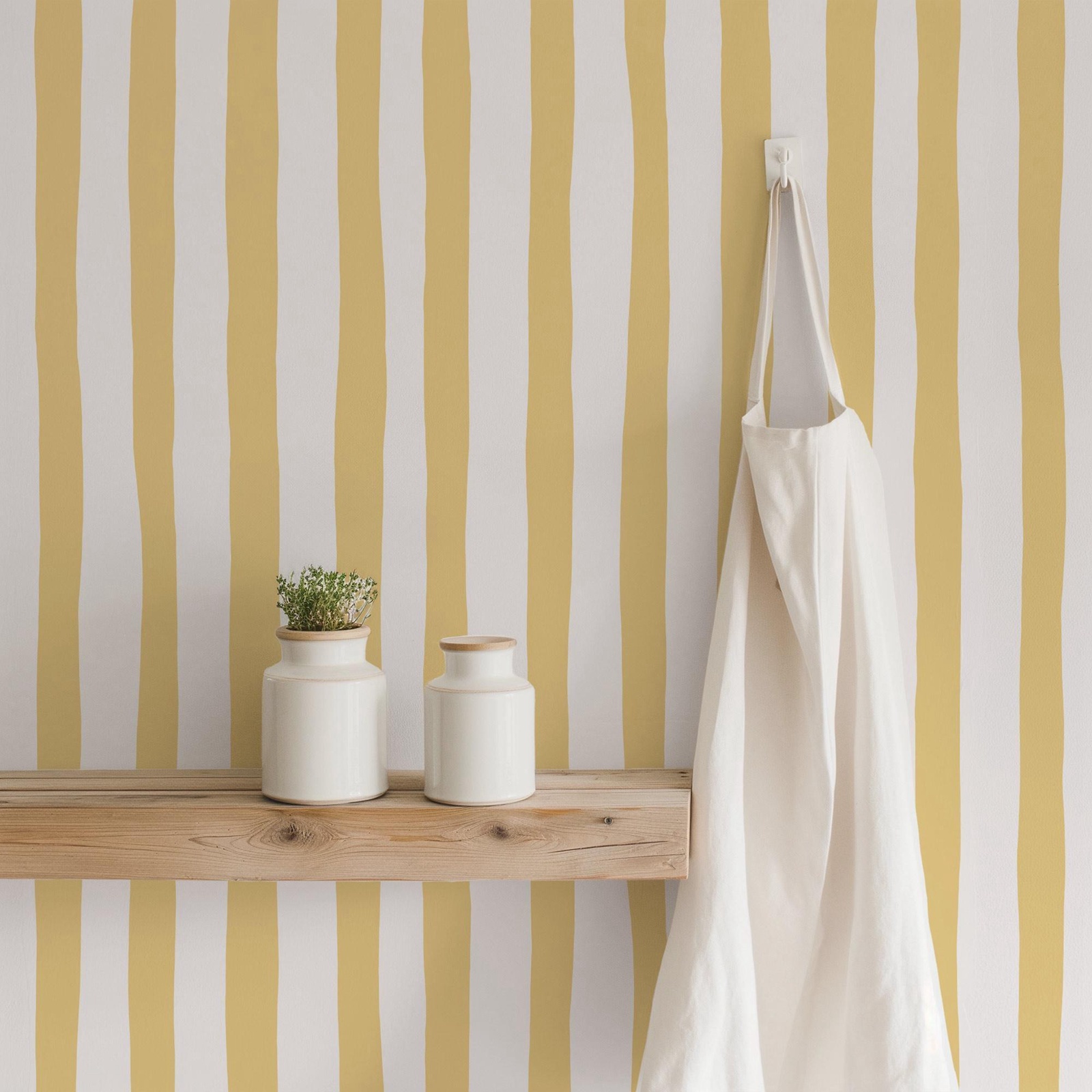 Baby Nursery Peel And Stick Wallpaper - Güneş Işığı Sarısı Sallanan Çizgili Duvar