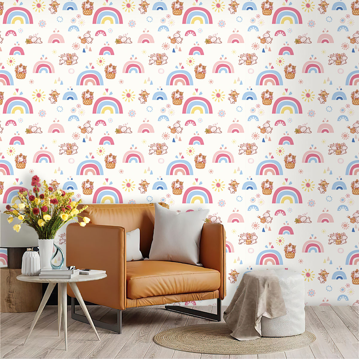 Baby Nursery Peel And Stick Wallpaper - Boho Gökkuşağı Çocuklar İçin Yapışkanlı Duvar