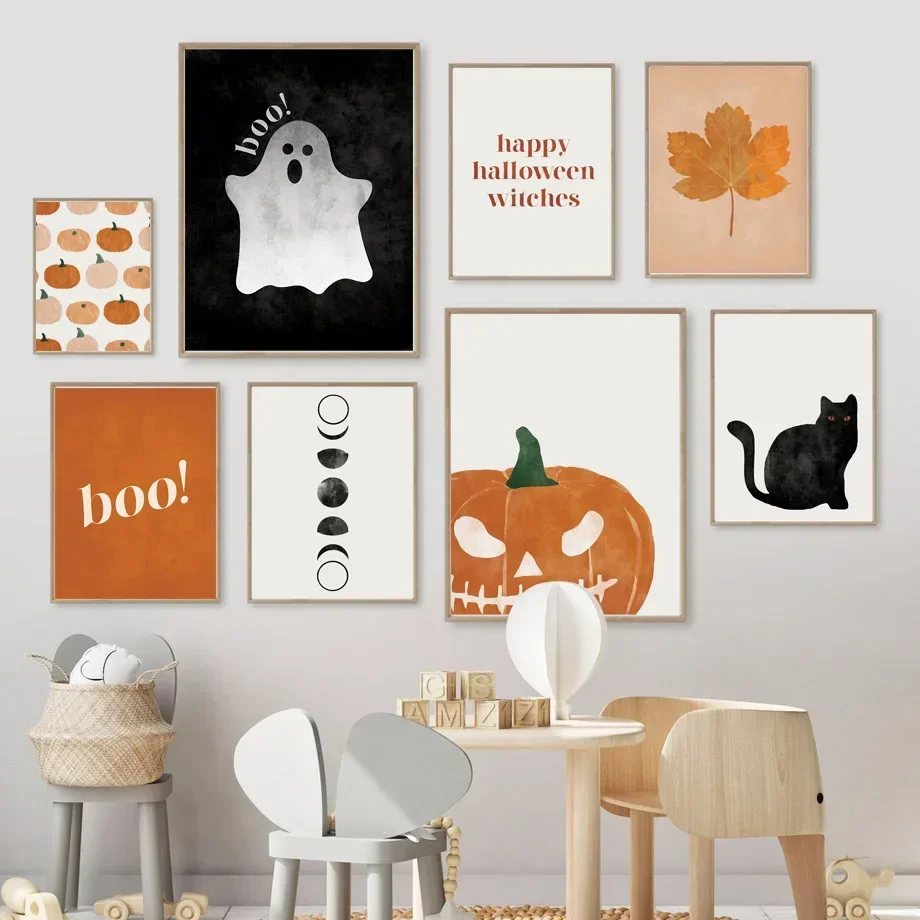 Baby Nursery Decor Girl - Kedi Cadılar Bayramı Soul Kabak duvar