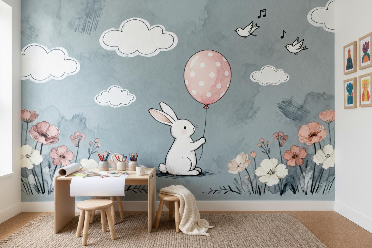 Çizgi Film Hayvanları Temalı D - Baby Nursery Peel And Stick Wallpaper incelemesi ve fiyatı